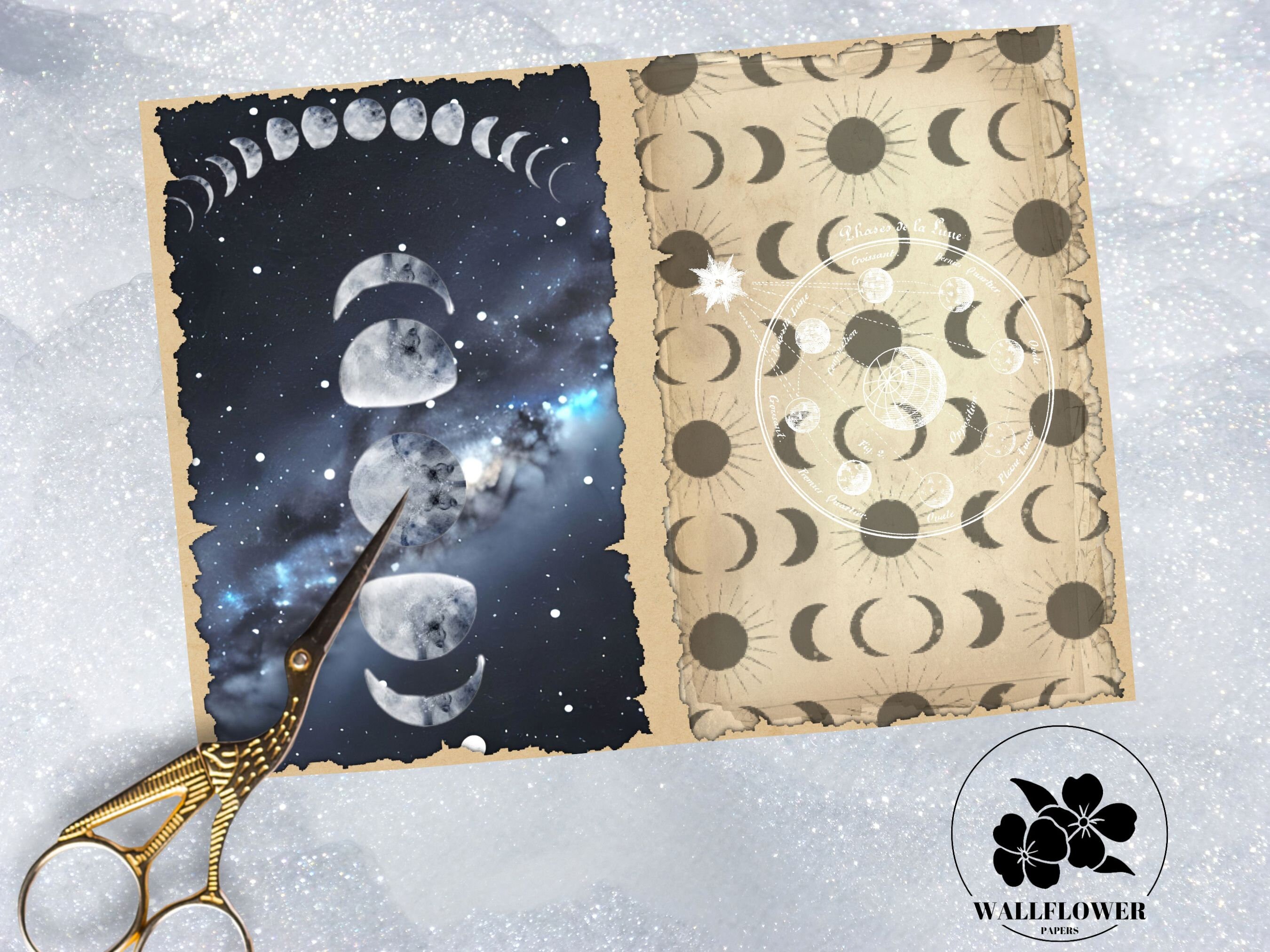 Celestial Moon Stars & Night Sky Junk Journal Pages, Vintage Junk ...