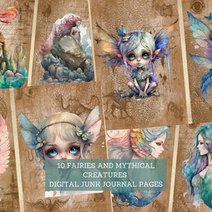 Fairies & Mythical Creatures Junk Journal Pages, Fantasy Junk Journal ...
