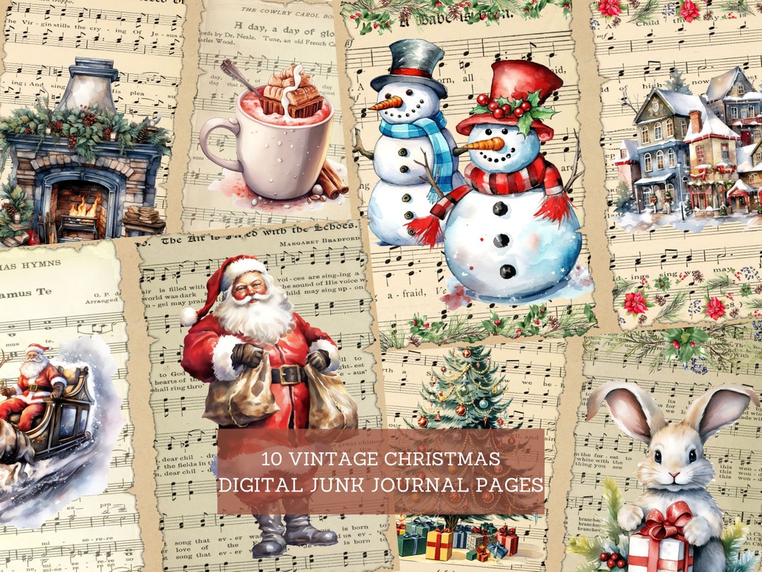 Vintage Christmas Junk Journal Pages, Vintage Xmas Treats Junk Journal ...