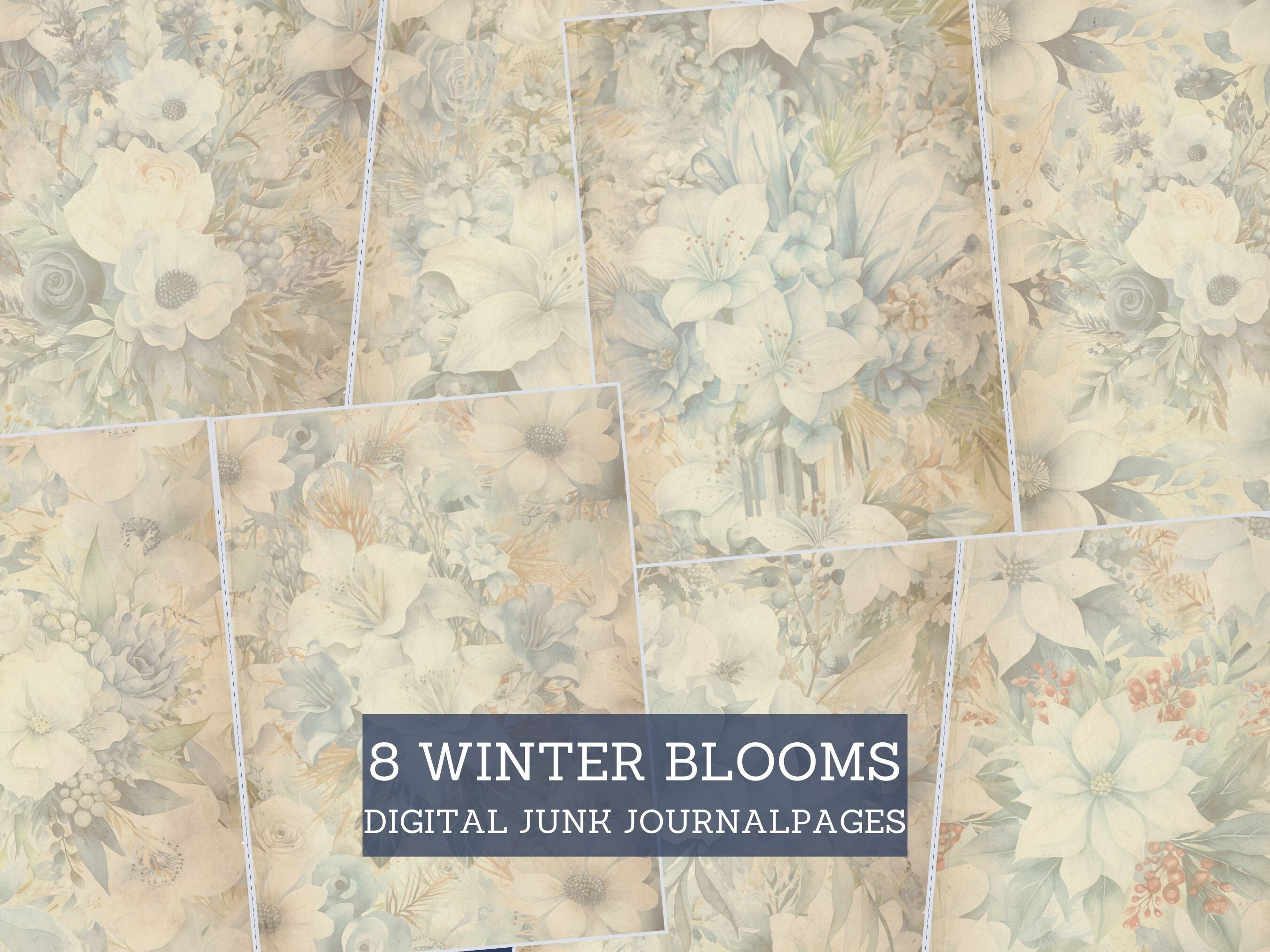 Winter Blooms Junk Journal Pages, Poinsettias & Wintertime Flowers Junk ...