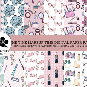 Me Time Make Up Time Papiers numériques sans couture, Soins personnels, Soins de la peau, Arrière-plans de journée de spa à domicile, Papier numérique à usage commercial
