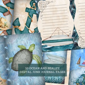 Ocean & Sea Life Junk Journal Pages, Vintage Nautical Junk Journal Kit, Cut Out Sheets, Junk Journal Printable, Digital Collage Paper
