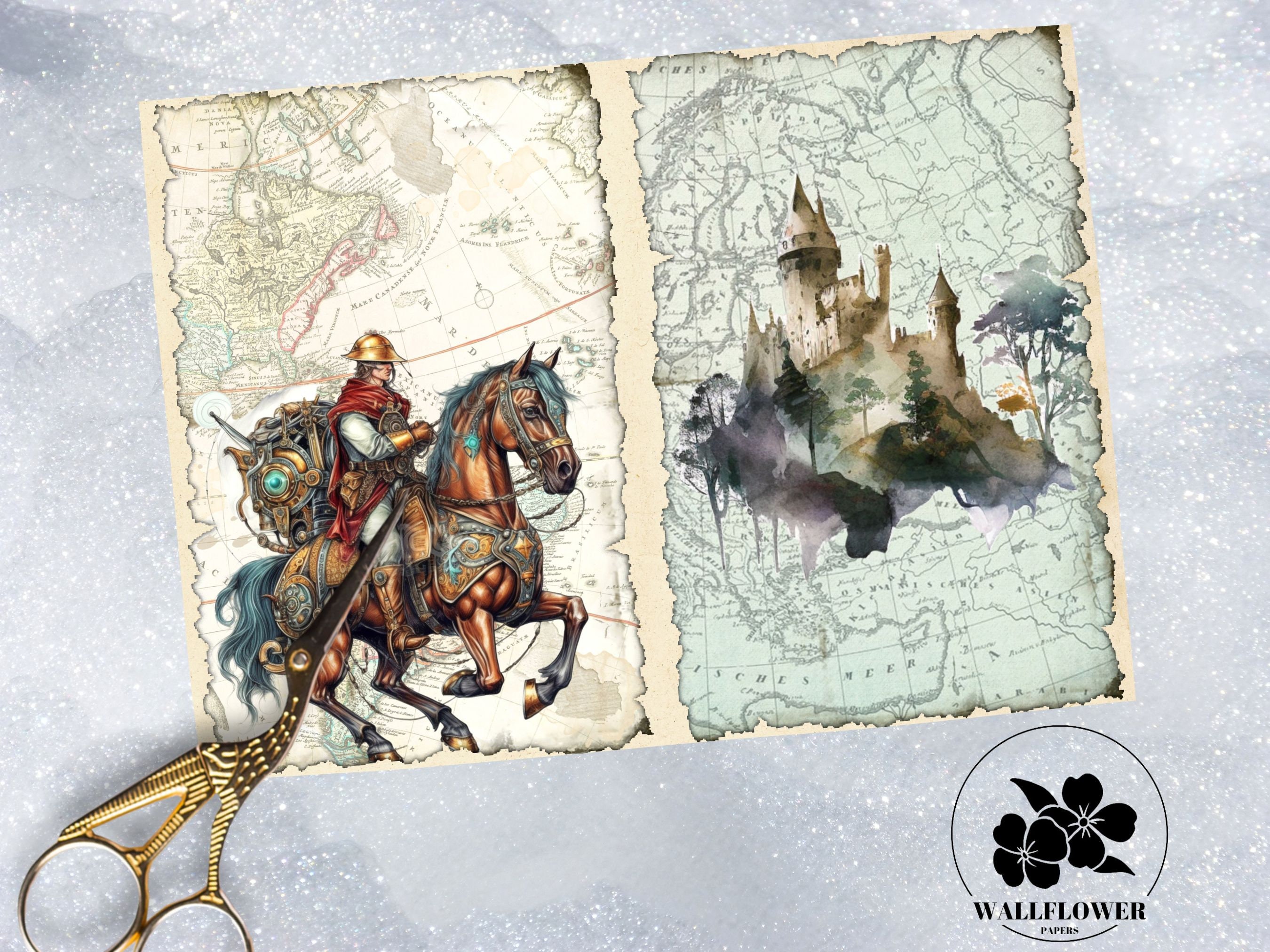 Medieval Times & Knights Junk Journal Pages, Vintage Castles Junk ...