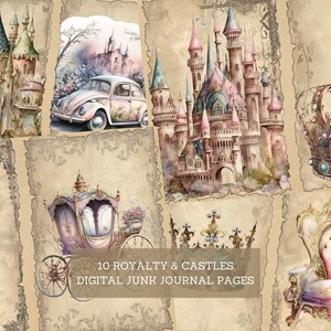 Royalty & Castles Junk Journal Pages, Vintage Monarch Junk Journal Kit ...