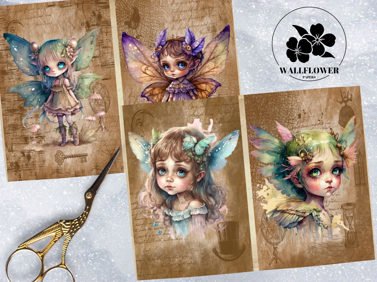 Fairies & Mythical Creatures Junk Journal Pages, Fantasy Junk Journal ...