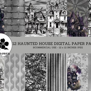 Haunted House Digital Papers, Old Haunted House, Old House Textures, Halloween, Watercolor Backgrounds, Commercial Use Digital Paper