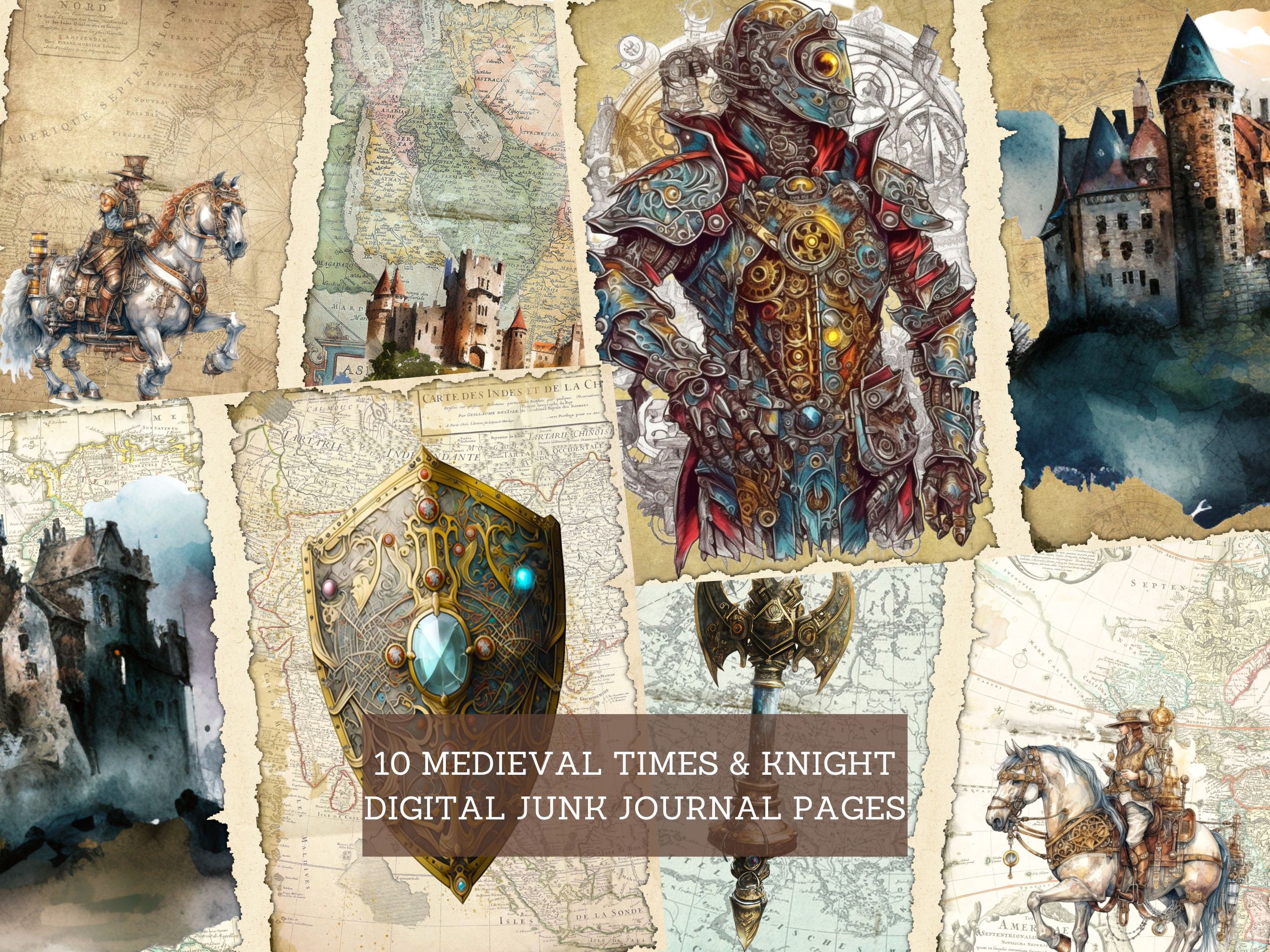 Medieval Times & Knights Junk Journal Pages, Vintage Castles Junk ...