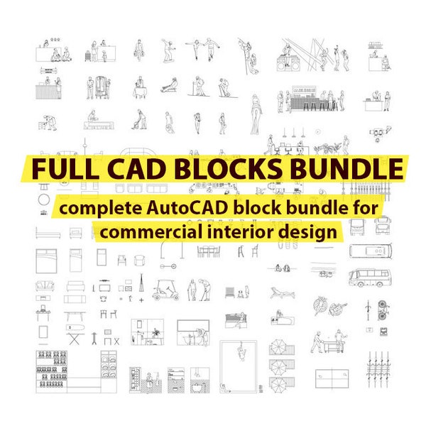 Set completo di blocchi AutoCAD DWG 2D per designer di interni professionisti/ufficio di architettura metrico + REGALO GRATUITO