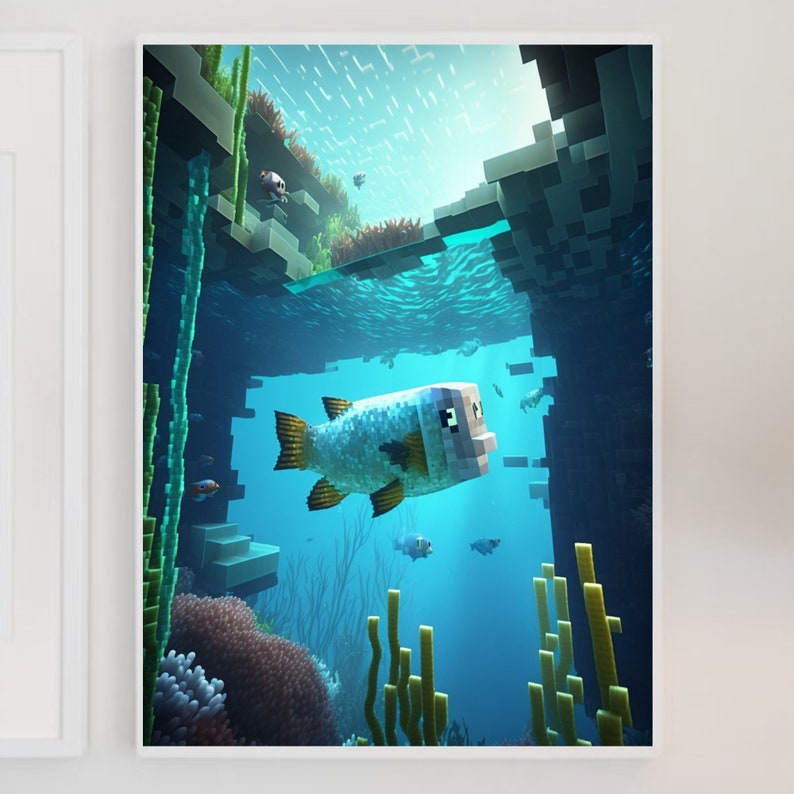 Set of 8 Minecraft Poster, Minecraft, Mine Game Pixel Craft, Digital