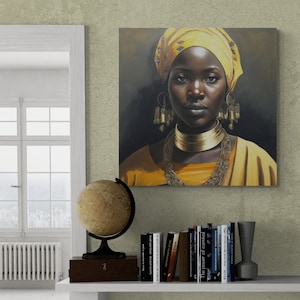Senegal's Woman with golden choker. Canvas Wall Art.
