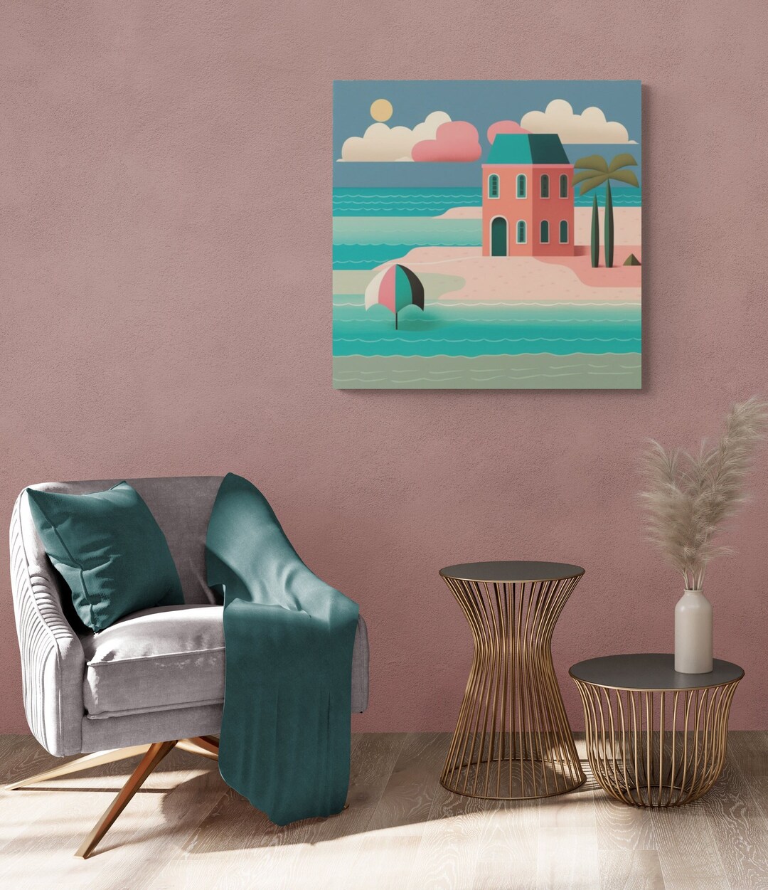 Modern Beach Art Inspired by Tarsila Do Amaral. Wrapped Canvas Wall Art. Printed Canvas Etsy