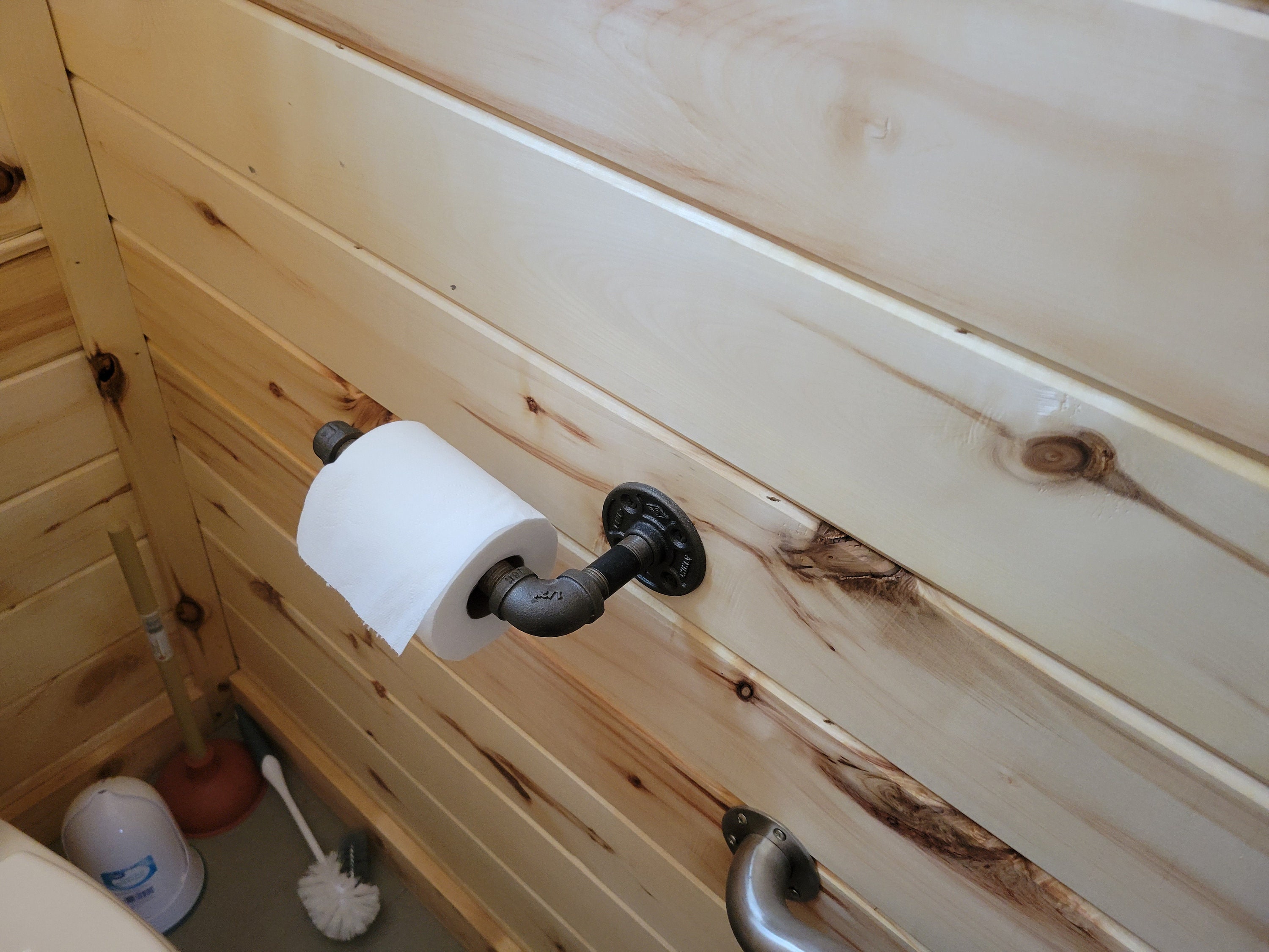 Toilettenpapierhalter Aus Eisen – Schwarz Satiniert, Mit Stauraum Für 3 Ersatzrollen, 63,5 Cm Hoch