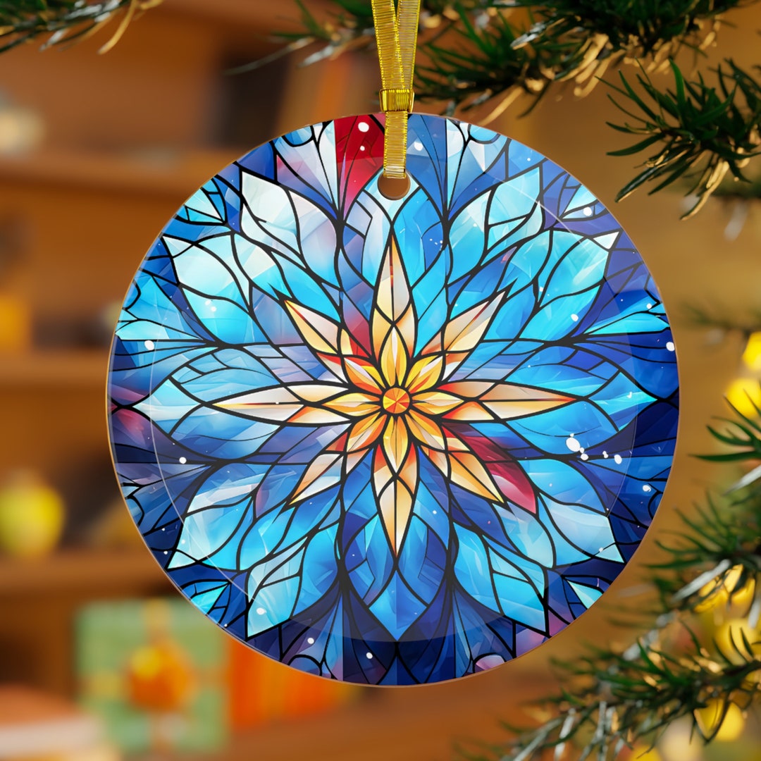 Snowflake Glass Ornament Christmas Tree Ornament Gift Etsy