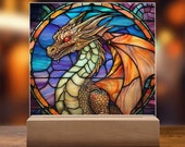 Dragon Faux Stained Glass Acrylic Plaque, Dragon Plaque, Gift for Dragon Lovers, Dragon Decor, DnD gift