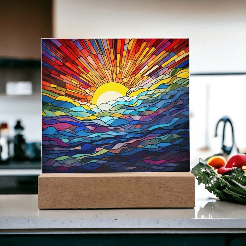 Sunset Waves Acrylic Plaque, Ocean Decor, Beach Decor, Home Decor, Birthday Gift, Inspiring Gift