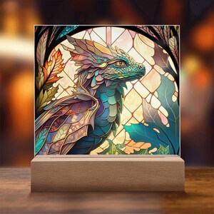 Dragon Faux Stained Glass Acrylic Plaque, Dragon Plaque, DnD gift