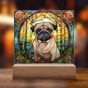 Pug Faux Stained Glass Acrylic Plaque, Gift for a Pug Owner, Pug Lover Gift, Pug Picture, Dog Lover Gift