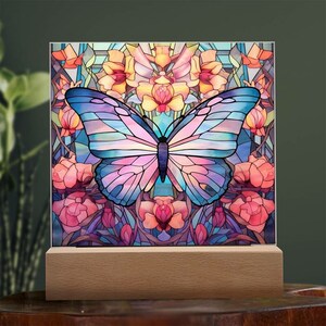 Porta foto da tavolo album cornice blu ritratti 13x18 vetro farfalle fiori  moder