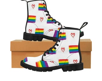 Pride canvas dameslaarzen | Rainbow Pride-laarzen | Pride Parade-schoenen | LGBTQ-laarzen