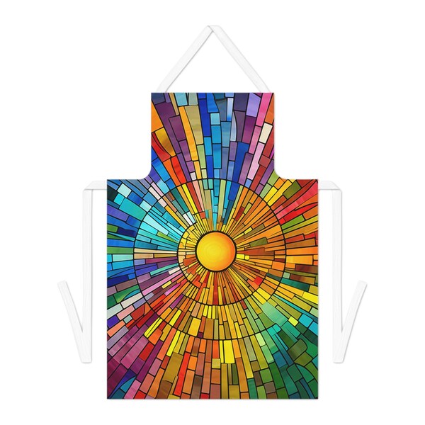 Stained Glass Rainbow Adult Apron, Sunburst Rainbow Apron, LBGTQ Apron