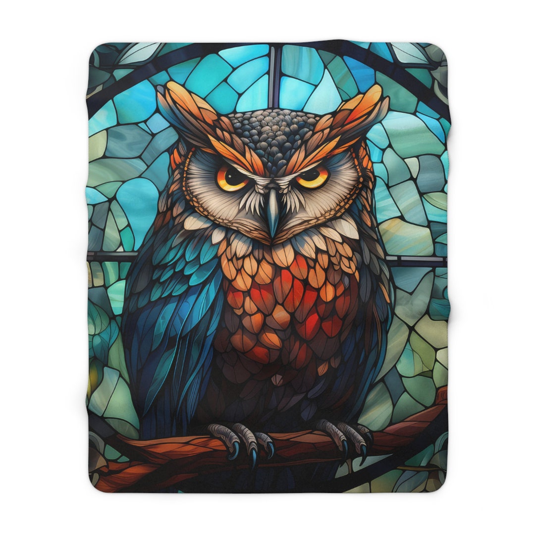 Owl Sherpa Fleece Throw Blanket, Owl Blanket, Owl Lovers Gift