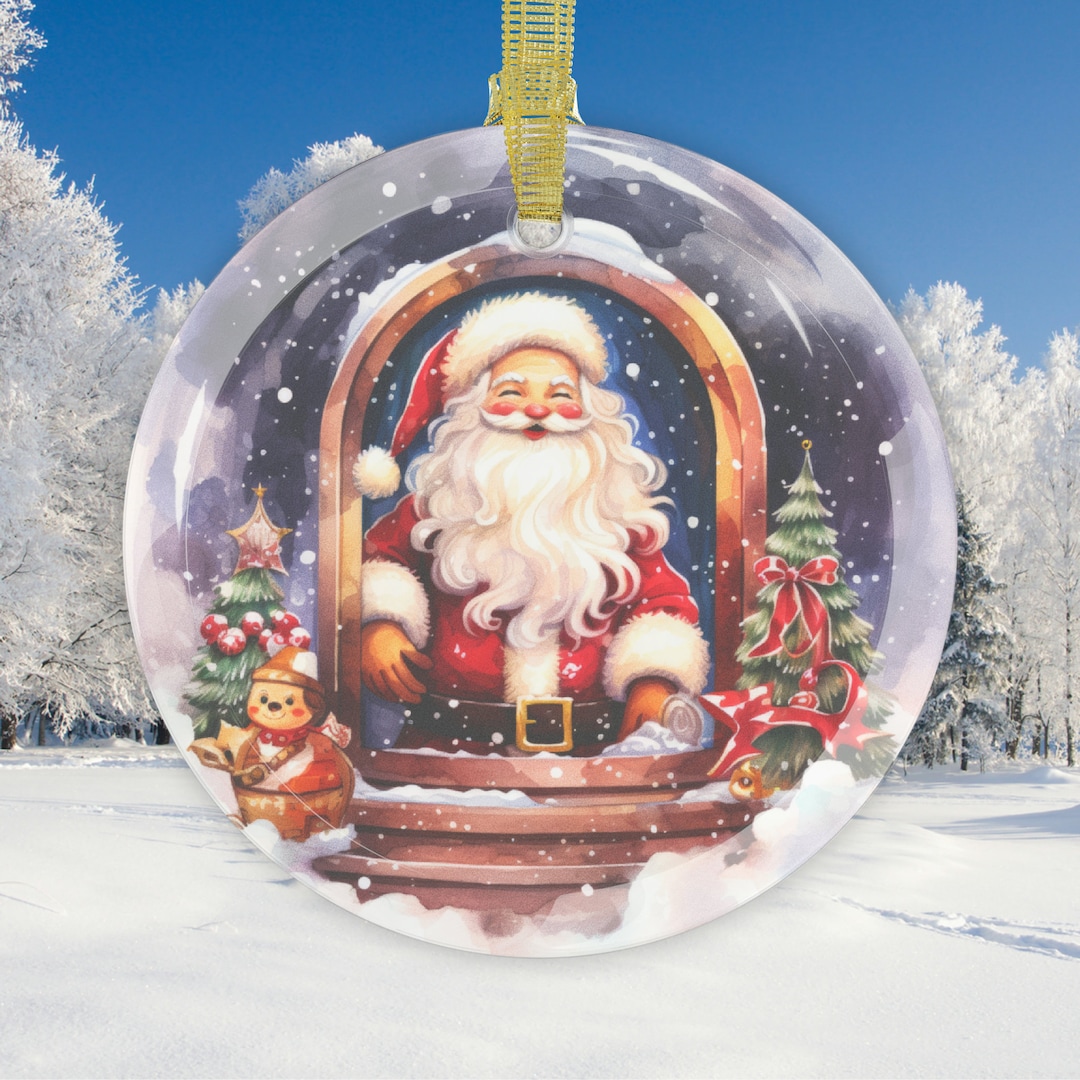 Santa Snow Globe Glass Ornaments, Snow Globe Christmas Ornament - Etsy
