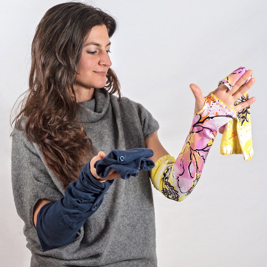 Upcycled Fabric Fingerless Long Gloves. Sustainable and Stylish ...