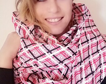 Hooded squared scarf infinity cotton scarves for women, autumn boho accessories for alternative fashion