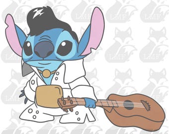 Elvis Stitch. Lilo and stitch svg. png, layered, and black and white