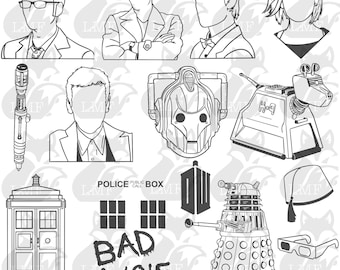 Big Doctor Who SVG big bundle/TARDIS svg/ tardis svg/ sonic screwdriver svg/ Doctor who Cricut cut files. 14 SVGs included!