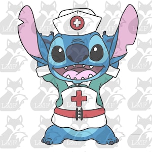 Nurse Stitch. Lilo and stitch svg. png, layered, and black and white