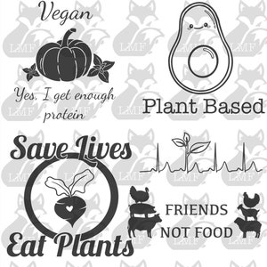 Paquet végétalien SVG. amis pas de nourriture. Manger des plantes sauve des vies. À base de plantes. Svg végétalien. Svg végétarien. Animaux svg. Animaux svg. Proverbes végétaliens.