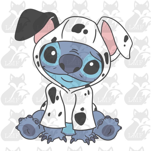 Stitch and Dalmatian SVG. Lilo and stitch svg. 101 damatians svg. png, layered, and black and white