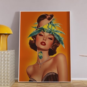 Vintage Surreale Collage Kunstdruck: Psychedelisches Dopamin Dekor