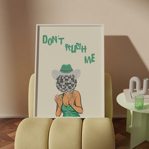 Disco Ball Cowgirl Art Print: Sage Green Dorm Decor (Digital Download)