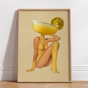 Retro Margarita Cocktail Vintage Art Print, Bar Cart Decor Cocktail Art Poster, Retro Drink Wall Art Estetyczne Vintage Prints Room Decor Art