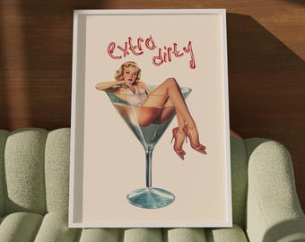 Stampa artistica Dirty Martini: decorazione per carrello bar, poster per cocktail