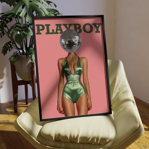 Playboy Disco Wall Art, Playboy Magazine, Vintage Playboy Print, Playboy Home Decor, Playboy Bunny Poster, Disco Dopamine Decor Art
