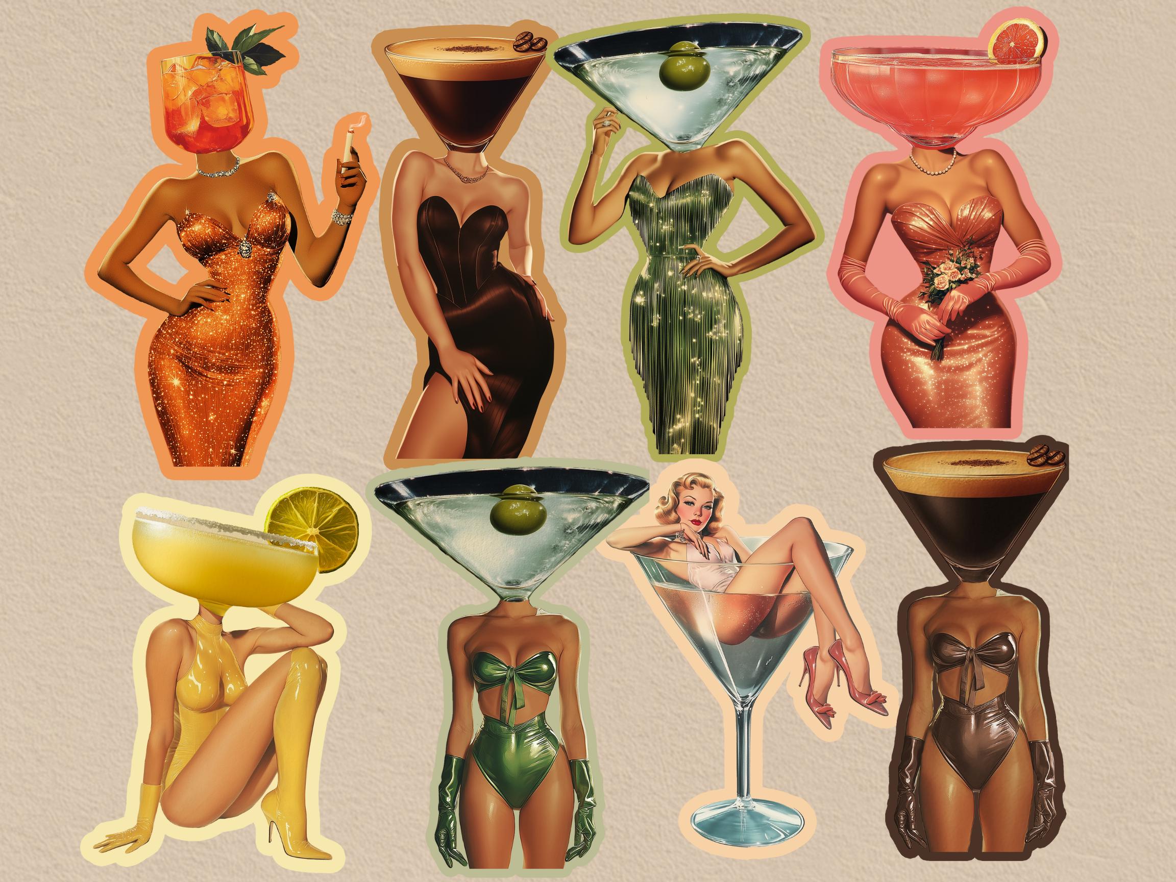Cocktail Stickers, Espresso Martini Vinyl Stickers, Laptop Stickers  Dirty Martini Stickers, Kindle Aesthetic Coquette Sticker, Bar Cart Art
