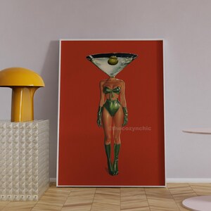 Dirty Martini Cocktail Vintage Art Print, Retro Bar Cart Decor, Cocktail Wall Art image 5