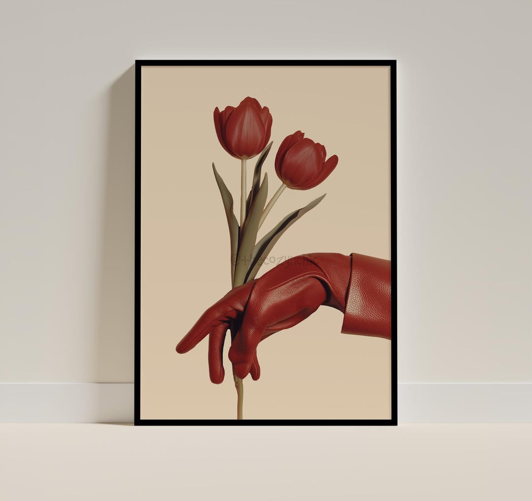 Red Glove Tulip Floral Print – Vintage Home Decor Poster - Etsy