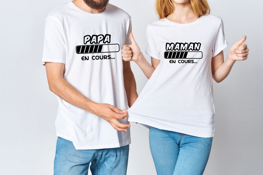 T-shirt Papa en cours Maman en cours annonce grossesse - Etsy France