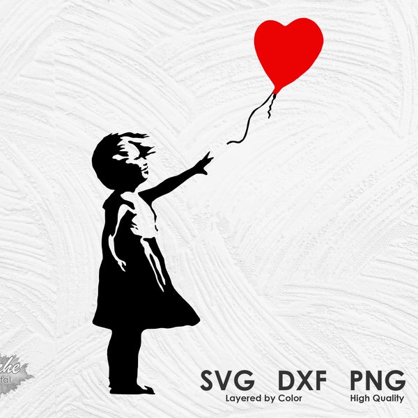 Banksy Red Baloon Girl SVG, Banksy Shirt Svg, Png, Banksy Art Print File, Cricut Layered Svg, Instant Download, Vinyl Cutfile