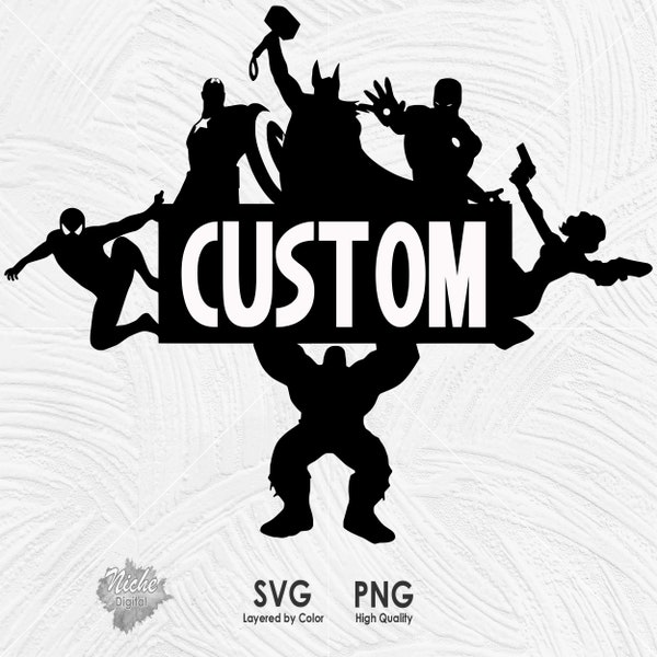 Custom Superheroes Silhouette Shirt Design Svg, Png, Avengers Family Vacation Svg, Avengers Heroes Svg, Instant Download, Cricut, Cut File