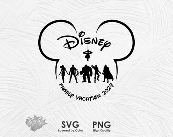 Family Vacation 2024 Heroes Silhouettes SVG, All Avengers Heroes SVG, Heroes Vacation Design, SVG, Png, Instant Download, Vinyl Cut File