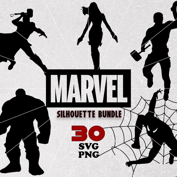 Superheroes Silhouette Bundle Svg, Png, Avengers Svg, Png, Superheroes Silhouettes Svg, Instant Download, Cricut Cutfile