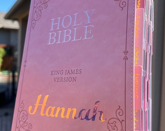 Personalized Pink KJV Bible Giant Print Ombre Tabs Christian Gift Women