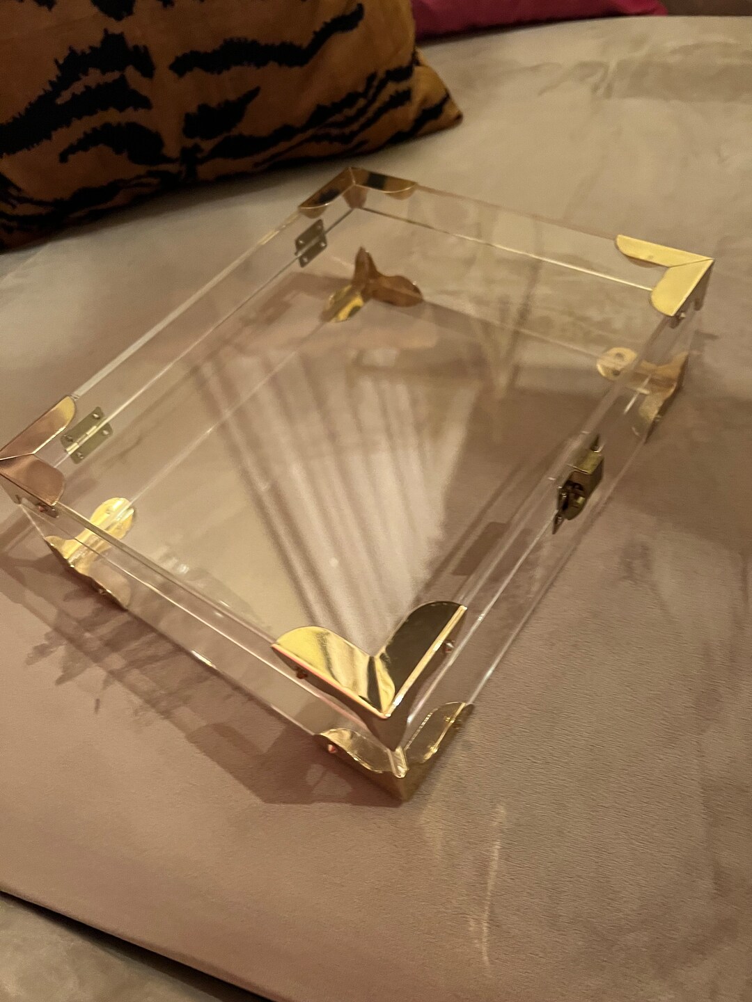 Beautiful Clear Acrylic Bible/book Display Box With Decorative Gold