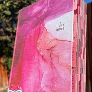 Pink Marble NIV Bible with Pre-Applied Ombre Tabs