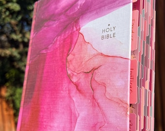 Pink Marble NIV Bible with Ombre Tabs Christian Gift Women